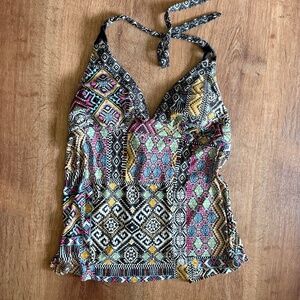 Mossimo Boho Tankini Halter Swimsuit Top Medium